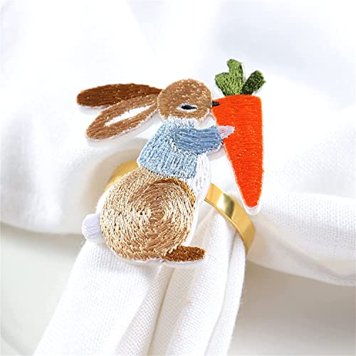 Set Of 6 Napkin Rings, Designed With Bunny Ornaments, Used For Family Table Decoration Banquet Party Decoration Easter Decoration Party Table Setting Decor 2 #TOP4