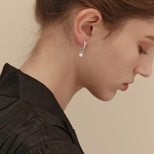 DAILY VIBES Small Gold Star Pearl Drop Dangle Earrings for Women Dainty 925 Sterling Silver Post Asymmetrical Mini 14K Gold Plated Huggie Hoop Earrings for Women4