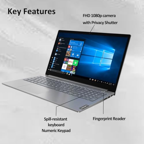 Image of Lenovo ThinkBook 15 Gen 4 15.6 inch FHD (12th Gen Intel 10-Core i7-1255U, 40GB RAM, 1TB PCIe SSD, Narrow Bezel IPS) Business Laptop, 1080p Webcam, Fingerprint, IST SD Card, Win 11 Pro, Grey - 2024