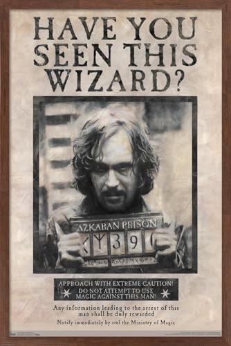 Affiche Harry Potter Sirius Black Wanted encadrée acajou pour habiller un mur vide