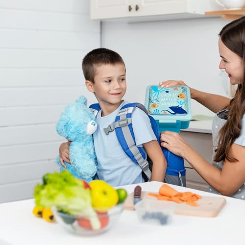 JXXM Bento Lunch Box for Kids with 8oz Soup Thermo,Leak-Proof Lunch Containers with 5 Compartment,Thermo Food Jar Food Containers for School (Blue-Octopus) by JXXM - Image 7