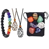COMPUKAS Kit de Collares Piedras Naturales para Mujer, Soporte de Collar de Madera Retro, Cómodo y Antialérgico para Ocasiones Obsequios