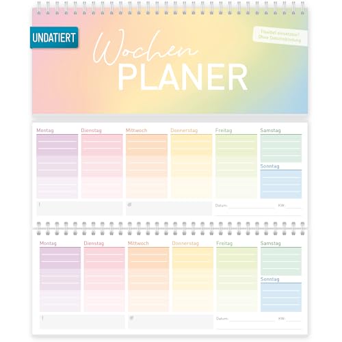 Tischkalender Rainbow undatiert Querformat 26 1 x 10 5 cm 1 Woche pro Seite undatierter Wochenplaner für 52 Wochen Stehkalender - nachhaltig & klimafreundlich