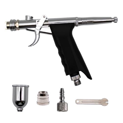 Image of Uouteo Airbrush Kit, Double Action Trigger Airbrush Gun with 0.5mm Fan Spray Cap /Needles /Nozzles, 15 CC Cup, Air Brush Guns for Painting