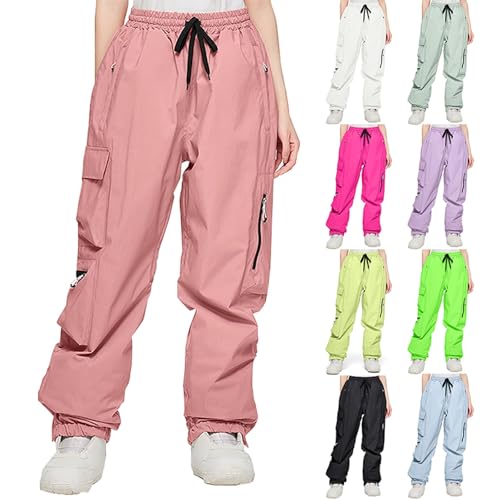Pantalones de esquí para mujer, impermeables, forrados para mujer, color negro, impermeables, pantalones de trekking para mujer, pantalones largos con cremallera off, pantalones de softshell