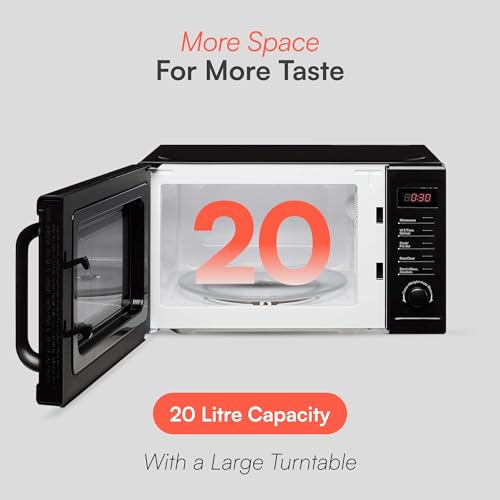 Cookology CFSDI20LBK 800W Freestanding Microwave in Black - 20 Litre Capacity - Digital Microwave - 25cm Turntable - Time Quick Defrost Setting - 8 Cooking Functions - Image 6