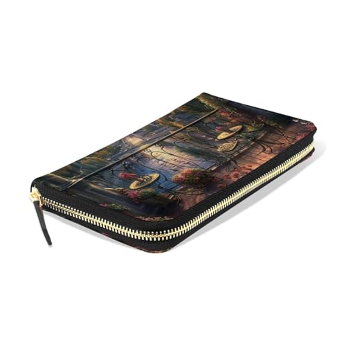 Eiffel Tower Balcony View Women's Large Capacity Wallets Holder Wallet Credit Card Clutch Coin Pocket Pu Leather Zipper Closure Deal Gift for Women 212205393