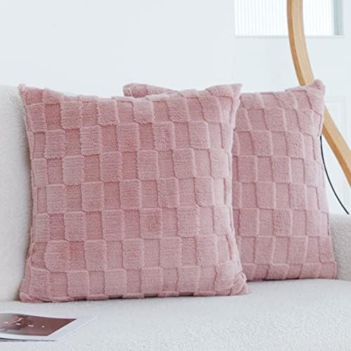Muamar Pack of 2 Decorative Soft Throw Pillow Covers, Sofa Cushion Covers Coral 20x20inchs Coral Fleece Boho Cushion Case for Home Couch Living Room Car Dec