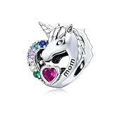 Abalorio de unicornio de plata de ley 925 con diseño de perro, colgante de Navidad para pulsera y collar Pandora, Plata de ley, Plata de ley
