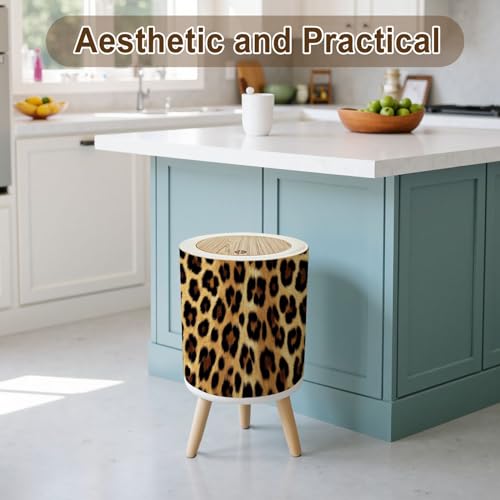 Bote de Basura Redondo Plástico 7L con Tapa Estampado Leopardo miniatura 6