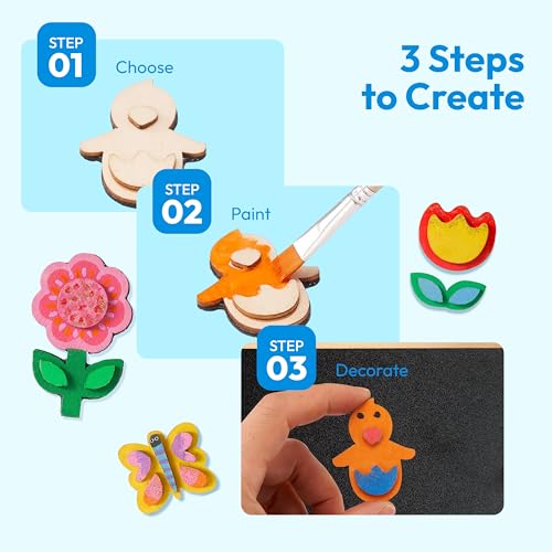 JOYIN 12 Wooden Magnet Painting Kit - Arts and Crafts for Kids Ages 3-8 by JOYIN - Used condition - Image 4