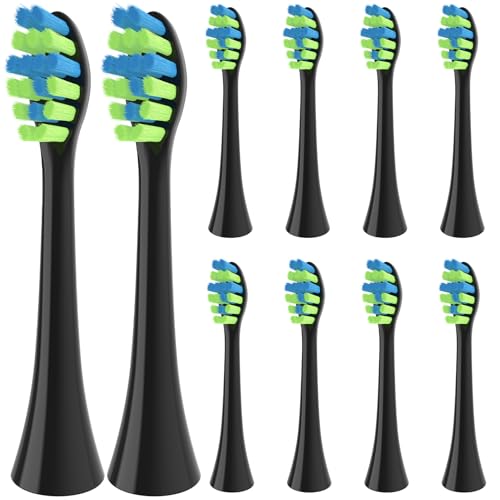 YMPBO 10 Pack Toothbrush Replacement Heads Compatible with 7AM2M AM100/AM105/AM110 Electric Toothbrush Soft Brush Bristles Black