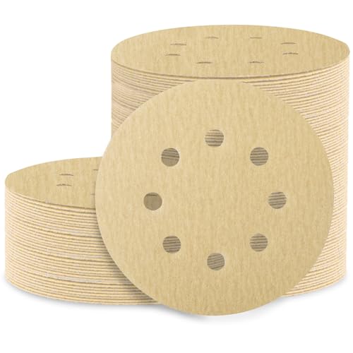 Image of 100PCS 5 Inch Sanding Discs, 8 Hole Hook and Loop 320 Grit Sandpaper, Round Sand Paper for Random Orbital Sander