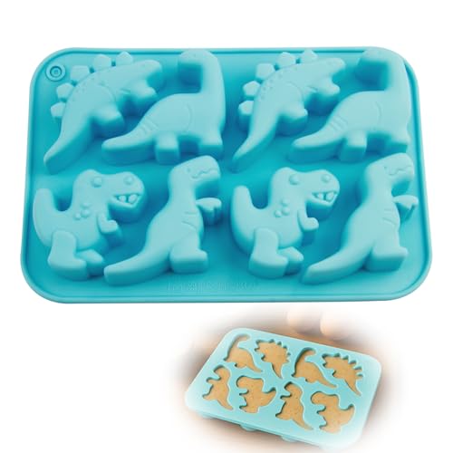 Moule en silicone en forme de dinosaure 3D pour gâteaux, chocolat et gelée, parfait pour la décoration de gâteau dinosaure, emporte-pièces et saupoudres,...