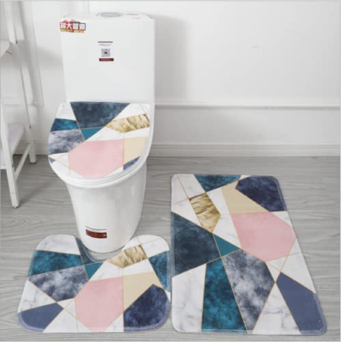 Badematten Set 3 teilig,Toilettenmatte Set,3er Badgarnitur Badezimmer Matte Set Dusch Bade Matte Vorleger Teppich 3D…