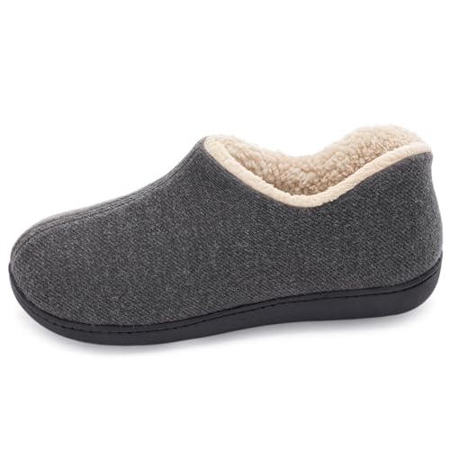 ULTRAIDEAS Women's Indoor Loafer House Slippers with Memory Foam, Ladies Warm Closed Back House Shoes with Non-Slip Outdoor Rubber Sole（Grey，size 9）