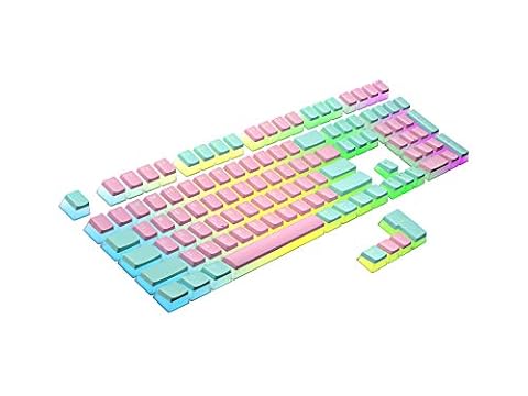 Ranked Klawisze Pudding PBT | 112 Układ Półprzezroczystych Podwójnych Strzałów ANSI US i ISO | Profil OEM dla Mechanicznej Klawiatury do Gier RGB (Miami Vice)