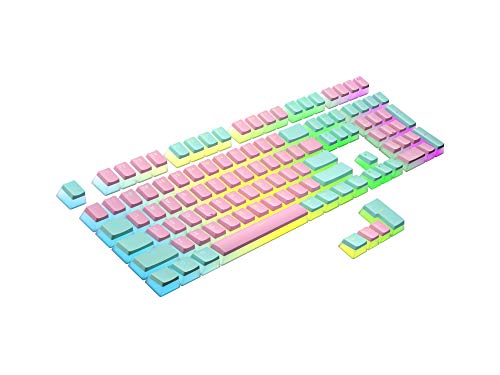Image of Ranked Pudding PBT Keycaps | 112 Double Shot Translucent ANSI US & ISO Layout | OEM Profile for RGB Mechanical Gaming Keyboard (Miami Vice)