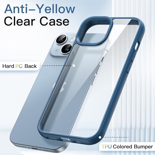 JETech Case for iPhone 14 6.1-Inch, Shockproof Phone Bumper Cover, Solid Color Matte TPU Frame, Anti-Scratch Clear Back (Blue) JETech Case for iPhone 14 6.1-Inch, Shockproof Phone Bumper Cover, Solid Color Matte TPU Frame, Anti-Scratch Clear Back (Blue)