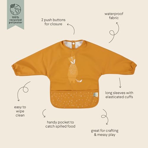 Miniatura 2 de Trixie Mr. Fox - Babero De Manga Larga Para Comida 6 Meses , Impermeable, Certificado Oeko-Tex, Color Naranja