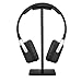 New bee Headphone Stand Headset Holder Earphone Stand with Aluminum Supporting Bar Flexible Headrest ABS Solid Base for All Headphones Size (Black)