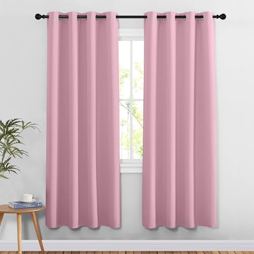 NICETOWN Crystal Pink Doorway Curtains Elegant & Luxury for Bedroom, Grommet Window Treatment Thermal Insulated Privacy Door Curtains for Living Room, Set of 2, W52 x L78