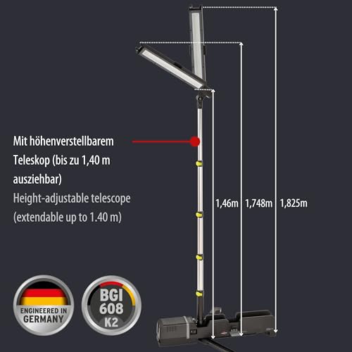 Brennenstuhl Multi Battery LED Akku Teleskop Arbeitsstrahler 6050 MA (7700lm, IP54, Höhenverstellbar Bis 140cm, Kompatibel Mit 18V Akkus 11 Verschiedener Hersteller, Ohne Akku, Engineered In Germany)