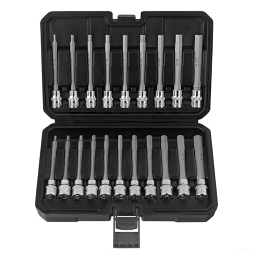 20 Piece Metric All-en Socket Set, 3/8" 1/8-7/16 Hex Socket Alloy Steel, 110Mm Length Tool Accessories Kit For Mechanics