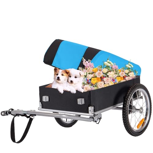 Bike Cargo Trailer with Removable Cover, Bicycle Wagon Trailer with 16