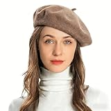 ZLYC Estilo Francés Clásicas Lana Boina Gorro para Mujeres (Café),Talla única