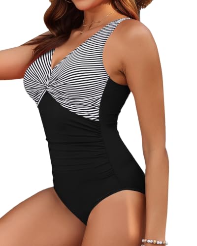 Image of Holipick Women Tummy Control One Piece Swimsuit - Push Up Bathing Suit Full Coverage Slimming Swimwear