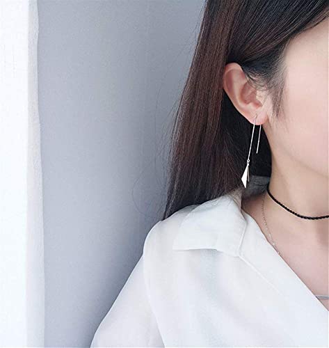 Pendientes de plata 925 con flecos de diamantes largos y elegantes para mujer 4