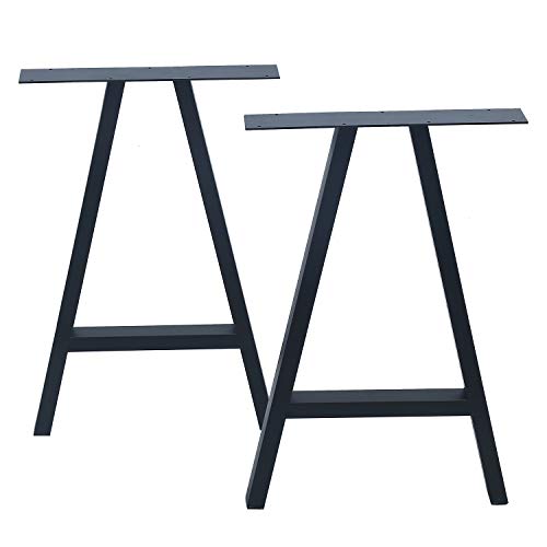 Image of MBQQ 2 Pcs Rustic Decory Metal Desk & Dining Table Legs - Heavy Duty Industrial Modern A Shape Iron Bench Legs (H28'xW17.7')