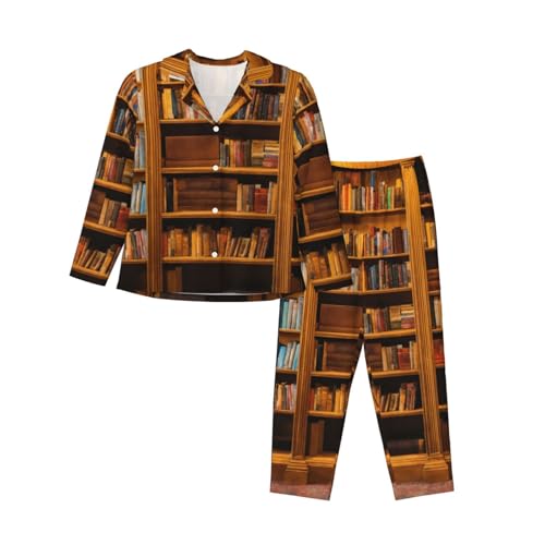 Pyjama assorti manches longues femme imprimé livres cadeau idéal lectrice