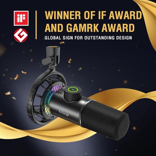 FIFINE Gaming Microfono para PC USB, RGB Micrófono de Dinámicos per Ordenador PS4 PS5, con Botón de Silencio & Conector para Auriculares de 3,5mm, para Podcasting Youtube - imagen 2