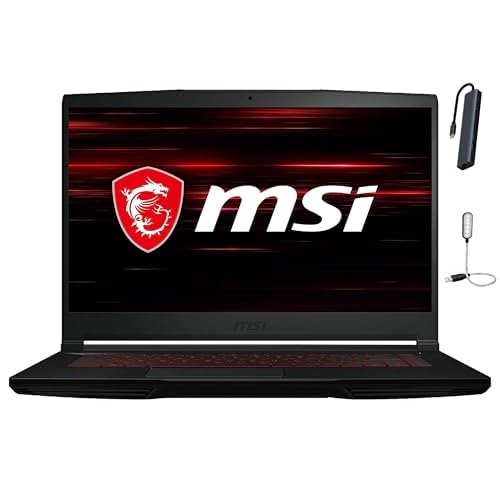 msi GF63 Thin 15.6 inch FHD 144Hz Gaming Laptop, Intel Core i5-11400H, NVIDIA GeForce RTX 3050 4GB, 8GB Memory, 512GB NVMe SSD, Windows 11 Home, Black with HEX Accessories
