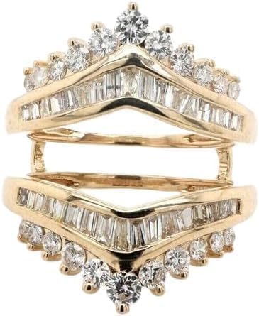 3Ct Round Lab Created Diamond Wedding Enhancer Wrap Guard Ring, 14k Yellow Gold Finish, Sterling Silver