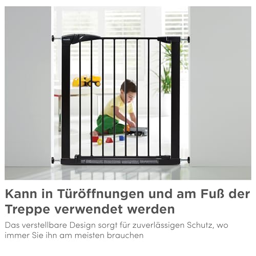 Munchkin Lindam Türgitter für Babys, ausziehbares Türschutzgitter & Treppenschutz zum Klemmen, ideal für Kinder und Haustiere, ohne Bohren, 76-82 cm, schwarz
