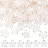 SUNNYCLUE 1 Caja de 200 Cuentas de Flores Blancas Cuentas Acrílicas Tapas de Plástico con Flores de Sakuras Espaciador Suelto Chapado En Oro de 5 pétalos para Hacer Joyas Pulseras para Mujeres Y A