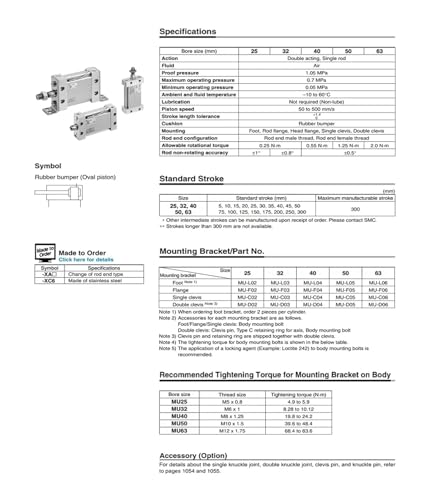 Vérin pneumatique à piston ovale MDUB25-30DMZ double effet - 4