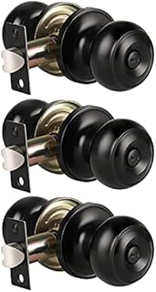 3 Pack Keyless Privacy Door Knobs, Matte Black Door Knobs Interior, Privacy Door Knob for Bed/Bath Function Interior Door Use, Round Shape