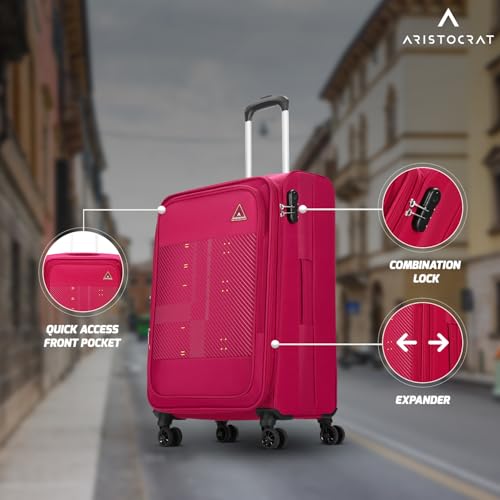 Image of Aristocrat Duralite Medium Trolley Bag, 68Cm | Combination Lock | 8 Wheels | 3 Years International Warranty | Red