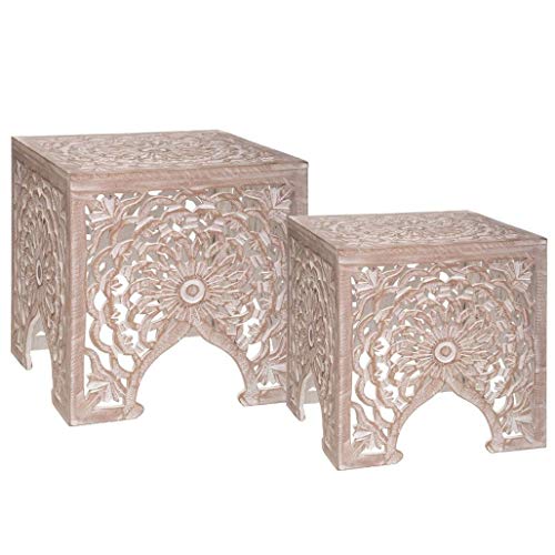 Tables gigognes Terre - Bois sculpté - Atmosphera créateur d'intérieur