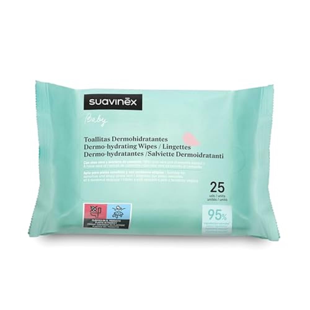 Suavinex, Confezione cosmetica di grande formato. Include: gel shampoo delicato 750 ml + latte idratante 750 ml + pomata pannolino 50 ml + confezione salviettine 25 pz. Pack Neonato Neonato, 4