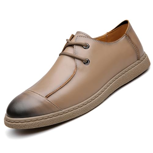 Men's Leather Lace Up Oxford Shoes,Fashion Business Casual Flat Dress Shoes Comfortable Slip On Walking Shoes