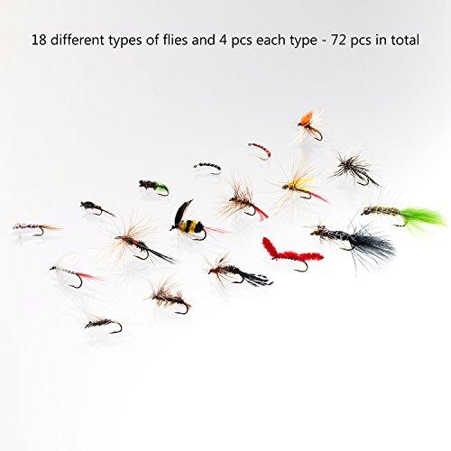 Image of BASSDASH Fly Fishing Flies Kit Fly Assortment Trout Bass Fishing with Fly Box with Dry /Wet Flies, Nymphs, Streamers, Popper