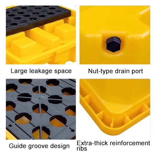 1pc Leak-Proof Polyethylene Drum Pallet with Drainage Grid - Stackable Spill Containment Tray for Oil Drums(72x72x16cm)