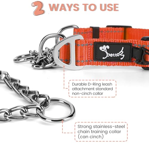 PETTOM Hundehalsband – Verstellbares, Reflektierendes Halsband mit Sicherheitsverschluss für Training, Atmungsaktives Nylon für Mittelgroße bis Große Hunde (Rot, M 43-52cm)