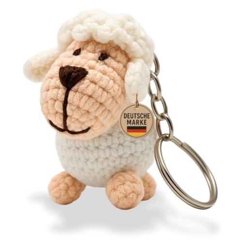 KEYSPACE Schlüsselanhänger Schaf Amy - liebevolle Handarbeit gehäkelte Tiere - Anhänger Schaf plüsch -Mädchen süß - Kuscheltier Schaf - gehäkelte Kuscheltiere