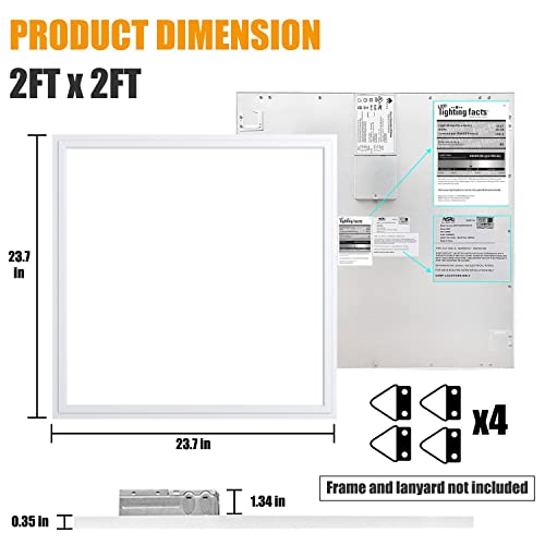Allsmartlife 2X2 Led Flat Panel Light, 2X2Ft Led Panel Light Dimmable 4000K Bright White, 0-10V 40W(140W Equivalent) - White Frame, 4826 Lumens, 100-277V - Ul & Fcc Listed And Lighting Facts, 4-Pack #TOP4